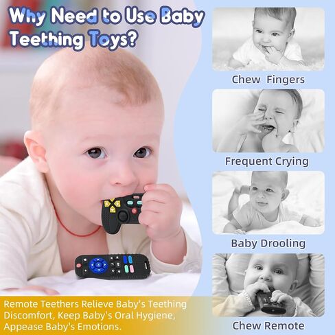 AiTuiTui Baby Teether Teething Relief Toys for 3 6 9 12 Months Gifts, Silicone Sensory Remote Control Baby Teether Toy for Babies Newborn Infant Boy Girl Autism Toys, Pink & Black in Saudi Arabia