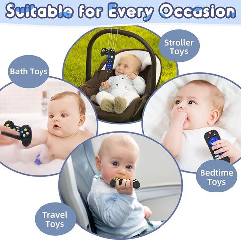 AiTuiTui Baby Teether Teething Relief Toys for 3 6 9 12 Months Gifts, Silicone Sensory Remote Control Baby Teether Toy for Babies Newborn Infant Boy Girl Autism Toys, Pink & Black in Saudi Arabia