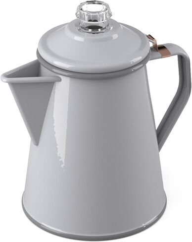 GSI Outdoors Mesa Enamelware 8-Cup Coffee Pot - Cream with Speckled Enamel Finish, Dishwasher Safe, Cream, 8 Cup in Kuwait