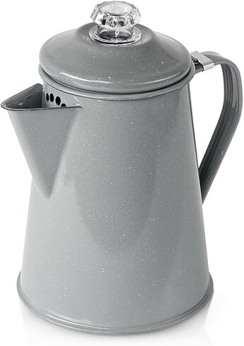 GSI Outdoors Mesa Enamelware 8-Cup Coffee Pot - Cream with Speckled Enamel Finish, Dishwasher Safe, Cream, 8 Cup in Kuwait