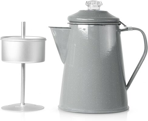 GSI Outdoors Mesa Enamelware 8-Cup Coffee Pot - Cream with Speckled Enamel Finish, Dishwasher Safe, Cream, 8 Cup in Kuwait