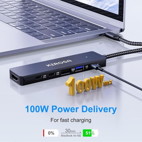 USB-C Hub: USB C Multiport Adapter for Macbook Pro Air - 9IN1 USBC to HDMI Hub Dongle - Traveling USB C Docking Station for Laptops and Type C Devices (4K HDMI 100W PD USB3.0 SD/TF Card Reader) in Kuwait