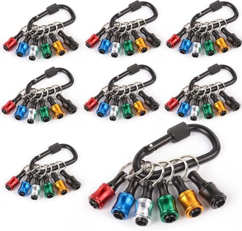 katerk 6pcs Bit Holder with Carabiner Socket for Mens Gift, 1/4 inch Hex Shank Aluminum Alloy Screwdriver Bit Holders, Quick Release Easy Change Impact Driver Drill Bit Keychain Extension (Classic) in Saudi Arabia