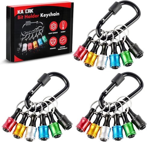 katerk 6pcs Bit Holder with Carabiner Socket for Mens Gift, 1/4 inch Hex Shank Aluminum Alloy Screwdriver Bit Holders, Quick Release Easy Change Impact Driver Drill Bit Keychain Extension (Classic) in Saudi Arabia
