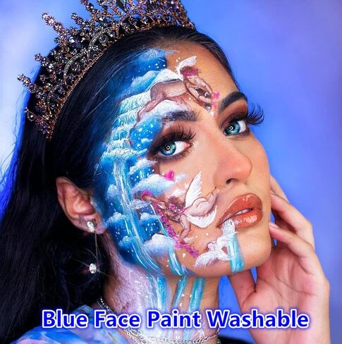 Go Ho Amazon Green Face Paint Washable for Halloween Makeup,Creamy to Gel Water Based Green Body Paint Full Coverage for Adults Children Cosplay SFX Costumes Festivals Makeup,25g in Kuwait