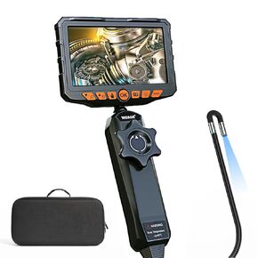 NIDAGE Articulating Borescope, Endoscope Inspection Camera with 0.24inch Two-Way Articulated Snake Camera, HD Automotive Mechanics Fiber Optic Scope with 8 Adjustable LED Light for Android iOS Phone
