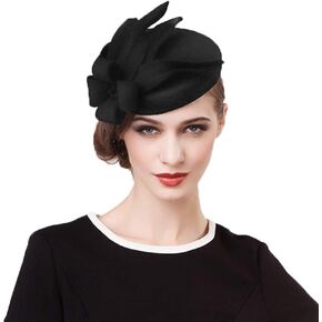 F FADVES Elegant Wedding Wool Felt Fascinator Cocktail Pillbox Hat Ladies Winter Floral Fedoras in Kuwait