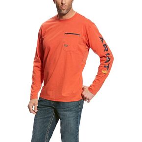 Ariat Male Rebar Workman Logo Volcanic Fire Large