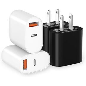 شاحن حائط USB C، 2 حزمة 20 واط من النوع C محول قابس سريع من النوع C، منفذ مزدوج PD + شاحن سريع USBC مكعب لشحن الطوب، متوافق مع iPhone 14 13 12 Pro Max Mini 11 SE XS X، Pad، AirPods