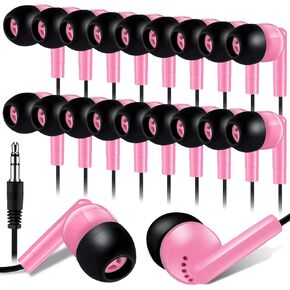 Kanayu 100 Pack Wired Earbuds Bulk Earbuds for Classroom White in Ear Headphones Wired Basic Student Earbuds No Microphone with 3.5 MM Jack for Kids Schools Libraries Laptop, Individually Bagged