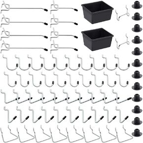 MENEONE Pegboard Hooks, Peg Board Accesories, for Organizing Various Tools, 146 Pieces, 60 of Which are Peg Locks