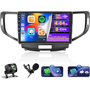 Roinvou 2+64G Android CarPlay Stereo لـ Acura TSX 2009-2014/Honda Accord 2008-2012، مشغل CarPlay لاسلكي مدمج مع Android Auto، شاشة تعمل باللمس مقاس 9 بوصات داخل لوحة القيادة GPS ودعم وصلة المرآة BT RDS DSP