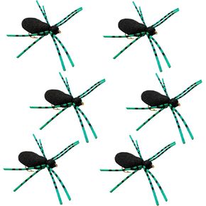 Foam Spider Fly Fishing Set – Red, 6 Pc, Hook Size #14 - Topwater Dry Flies for Bass, Panfish, and Trout by Thor Outdoor