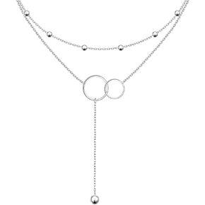 S925 Sterling Silver Two Interlocking Infinity Circles Pendant Necklace,Rolo Chain,18+2 inches