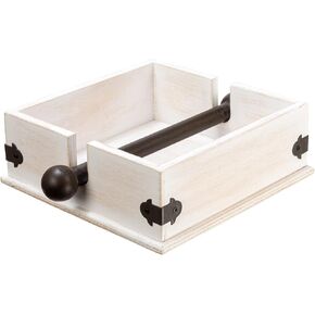 Creative Co-Op Vintage Wood and Metal Dinner Napkin Holder, Brown and Black Large