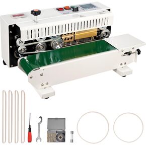 VEVOR Continuous Bag Band Sealing Machine, 0.24-0.47 in/6-12 mm Seal Width, Horizontal Band Sealer Machine with Digital Temperature Control, Stainless Steel Bag Sealer for 0.02-0.8 mm Plastic Bag Film
