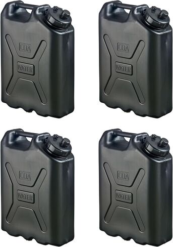 حاوية مياه بلاستيكية من سيبتر سعة 5 جالون عالية التحمل على الطراز العسكري HDPE للتخييم والطرق الوعرة والقوارب وتخزين المياه في حالات الطوارئ، (عبوتان)، أسود in Kuwait