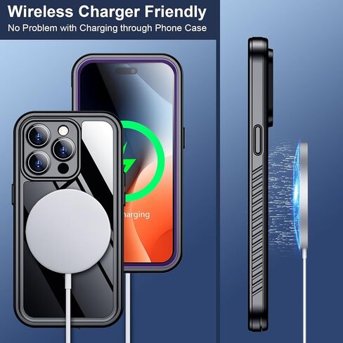جراب SPIDERCASE لهاتف iPhone 13 Pro مقاوم للماء، وعدسة مدمجة وواقي شاشة، حماية كاملة للخدمة الشاقة، مقاوم للصدمات العسكرية بطول 12 قدمًا، مقاوم للغبار، جراب هاتف مضاد للخدش، أسود/شفاف in Kuwait