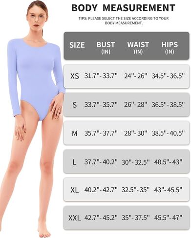 ALGALAROUND Women's Round Scoop Neck Long Sleeve Bodysuit Premium Skin-hugging Double Lined Tummy Control Tops in Kuwait