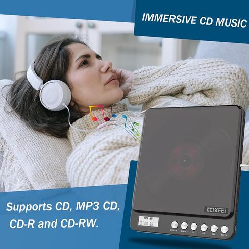 Portable CD Player with Speakers 2000mAh Rechargeable Walkman CD Player Portable with Double 3.5mm Headphones Jack,Small Anti-Shock Personal CD Player for Car Aux or Home Music Player in Kuwait