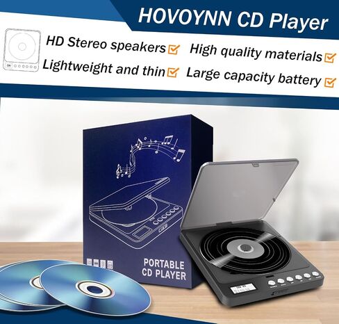 Portable CD Player with Speakers 2000mAh Rechargeable Walkman CD Player Portable with Double 3.5mm Headphones Jack,Small Anti-Shock Personal CD Player for Car Aux or Home Music Player in Kuwait