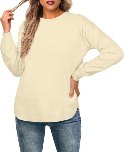 GRECERELLE Womens Long Sleeve Lightweight Crewneck Sweater Tops Casual Soft Knit Pullover Jumper in Kuwait