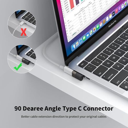 Right Angle USB C Adapter 2Pack, 90 Degree USB C Male to Type C Female Adapter Compatible with MacBook/Steam Deck/Switch/Notebook/PC/Tablet/Type-C Phones and More Devices. in Saudi Arabia