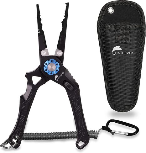 Aluminum Fishing Pliers, Saltwater Resistant Hook Remover Fishing Tool with Safety Lock, Split Ring Pliers Tungsten Carbide Cutters with Sheath and Lanyard, Gift for Men in Kuwait