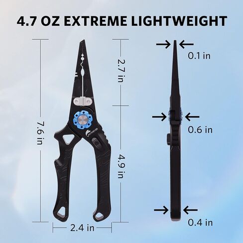 Aluminum Fishing Pliers, Saltwater Resistant Hook Remover Fishing Tool with Safety Lock, Split Ring Pliers Tungsten Carbide Cutters with Sheath and Lanyard, Gift for Men in Kuwait