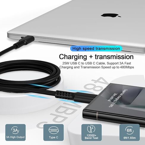 25W Samsung Super Fast Charger Adapter for Samsung Galaxy A55 A35 A34 S24 Z Flip6 A54 A14,Dual Port USB C Wall Charger Block 6ft Type C Cable for Motorola Moto G 2024/G Stylus 5G/G Power/Edge+/Razr 50 in Saudi Arabia