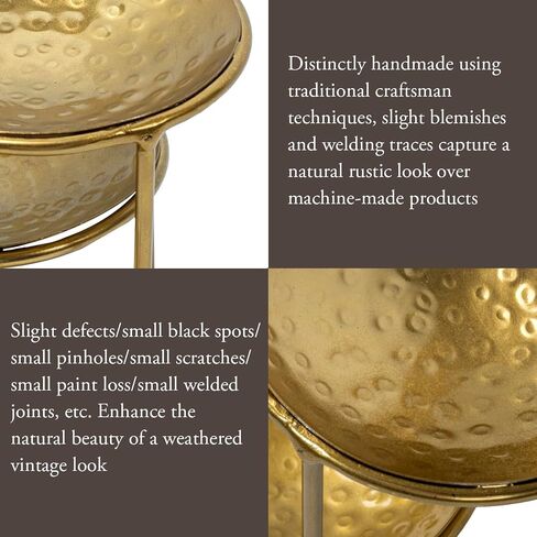 MyGift 3 Tier Jewelry Dish Organizer - Hammered Brass Plated Metal Ring Tray, Decorative Earring, Necklace, Bracelet Storage Display Tower - Handcrafted in India in Saudi Arabia