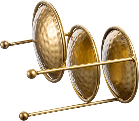MyGift 3 Tier Jewelry Dish Organizer - Hammered Brass Plated Metal Ring Tray, Decorative Earring, Necklace, Bracelet Storage Display Tower - Handcrafted in India in Saudi Arabia