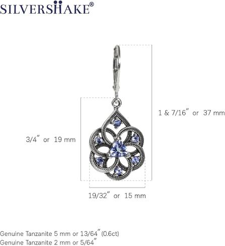 Silvershake Birthstone Gemstone Vintage Style Antique Finishing or 18K Yellow Gold Plated 925 Sterling Silver Scroll/Filigree Weave Drop Dangle Leverback Earrings Jewelry for Women in Kuwait