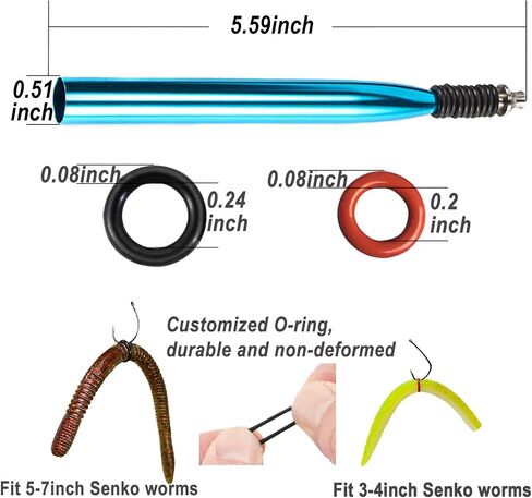Wacky Rig Tool with Fishing O-Rings, Wacky Worm Rigging Tool Kit for Senko, Fishing Ring Rigging Tools for Clip Soft Baits Worms with Keychain Lanyard Fishing Bait Rigs in Saudi Arabia