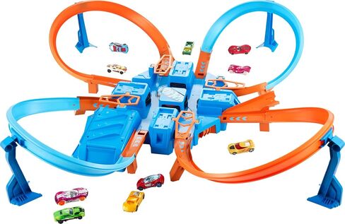Hot Wheels Toy Car Track Set, Criss Cross Crash with 1:64 Scale Vehicle, Powered by a Motorized Booster (Amazon Exclusive) in Saudi Arabia