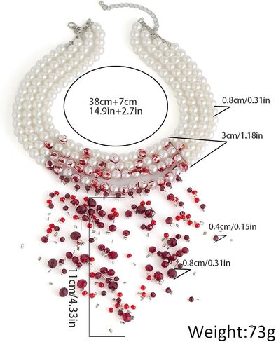 Bleeding Pearl Necklace for Women - Dripping Blood Vampire Choker Necklace - Spooky Pearl Necklace for Halloween Party Jewelry in Kuwait