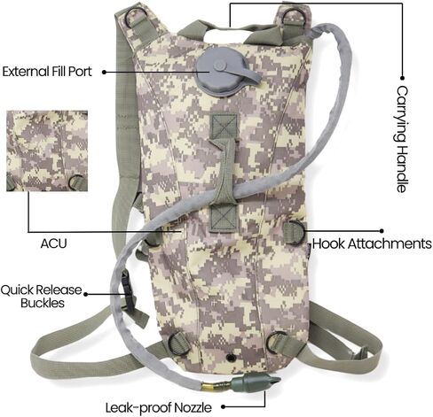 M MCGUIRE GEAR Hydration Backpack, with 3L/100 oz. Hydration Pack, Water-resistant Nylon Hiking Backpack with Water Bladder, Water Pack Backpack for Running, Cycling, and Biking (Black) in Saudi Arabia
