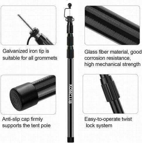 KOMCLUB Telescoping Tent Poles Tarp Poles 5-Section Adjustable Aluminum Rods for Tent Fly and Tarps Lightweight Replacement Adjustable Tent Poles for Outdoor Sport Camping 78Inch in Saudi Arabia