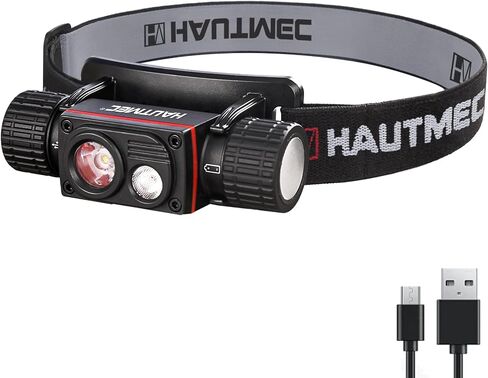 HAUTMEC كشافات أمامية LED قابلة لإعادة الشحن للبالغين 230 درجة شعاع واسع مع عصابة رأس قابلة للتعديل لمصباح الرأس مقاوم للماء مستشعر الحركة أضواء الرأس للجري والصيد والمشي لمسافات طويلة والتخييم in Kuwait