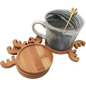 4PCS Mosaic Bamboo Coasters for Crafts, Blank Base Trays, Drinking Cup Coaster, Plant Coaster, Art Plate,DIY Mosaic Supplies (Flower)