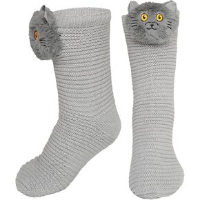 ZAKASA Womens Fuzzy Slipper Socks Animal Print Soft Warm Cute Cozy Fluffy Winter Christmas Socks