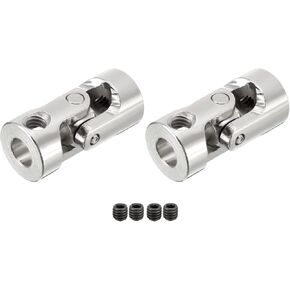 DMiotech 2 Pack 10mm to 10mm Inner Dia Rotatable Universal Steering Shaft U Joint Coupler L35 x D16 Coupler Connector W Screw for 3D Printer, CNC Machine