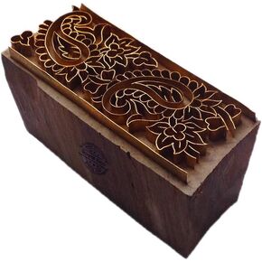 Popular Wooden Block Brass Floral Designs Clay Printing Stamp BSCtag041