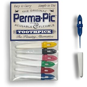 The Original Perma Pic Reusable Toothpick, Perfect Flossing Alternative, Portable & Easy to Carry & Simple to Use (12-Pack)
