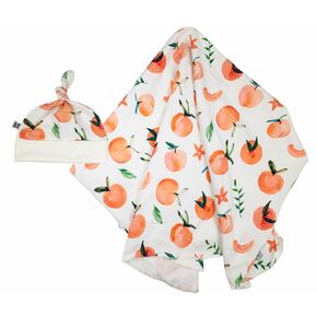Peach swaddle and headband set, 0-6 months receiving blanket (Peach)