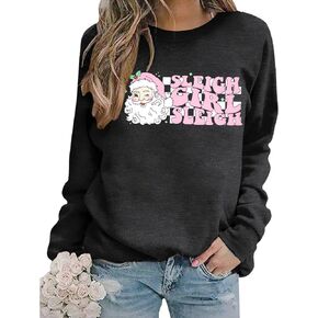 LUKYCILD Merry Christmas Sweatshirts Womens Sleigh Girl Sleigh Sweatshirt Xmas Holiday Funny Shirts Long Sleeve Pullover Top