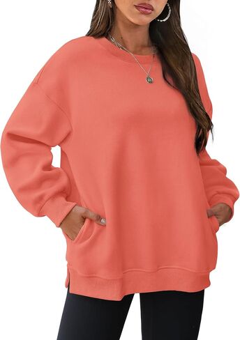 WIHOLL Womens Oversized Sweatshirts Crewneck Long Sleeve Tops Fleece Pullover Fall Fashion Clothes with Pocket in Saudi Arabia