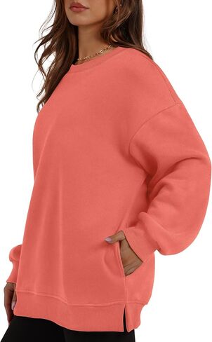 WIHOLL Womens Oversized Sweatshirts Crewneck Long Sleeve Tops Fleece Pullover Fall Fashion Clothes with Pocket in Saudi Arabia