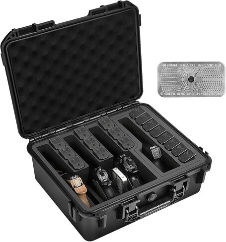 Gun Case 5 Pistol Case & 16 Magazine, Heavy Duty Handgun Hard shell - Shock Proof & Waterproof Pistol Cases with Included Silica Gel Canister - (Only Case) in Saudi Arabia