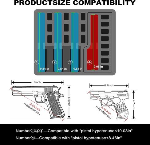 Gun Case 5 Pistol Case & 16 Magazine, Heavy Duty Handgun Hard shell - Shock Proof & Waterproof Pistol Cases with Included Silica Gel Canister - (Only Case) in Saudi Arabia